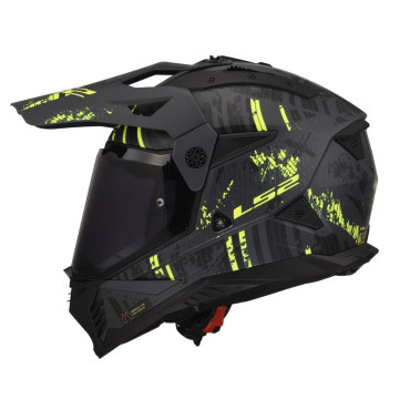 Шолом LS2 MX702 Pioneer 2 Crazy Matt Black Hi-Vis Yellow